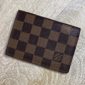Authentic LOUIS VUITTON Damier Ebene Checkered Card Holder Wallet